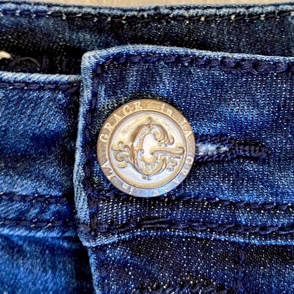 𝅺Grace in LA Embellished Rhinestone Studded  Designer Jean Skirt - Picture 5 of 11